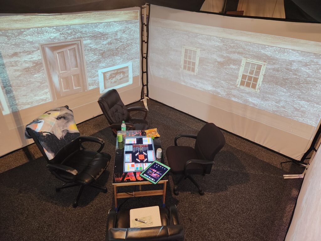 The LAIR gaming room with the interactive table ready to go.